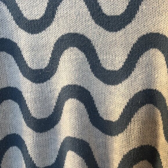 Just Polly Blue and White Crewneck Sweater with Wavy Pattern - Picture 2 of 4